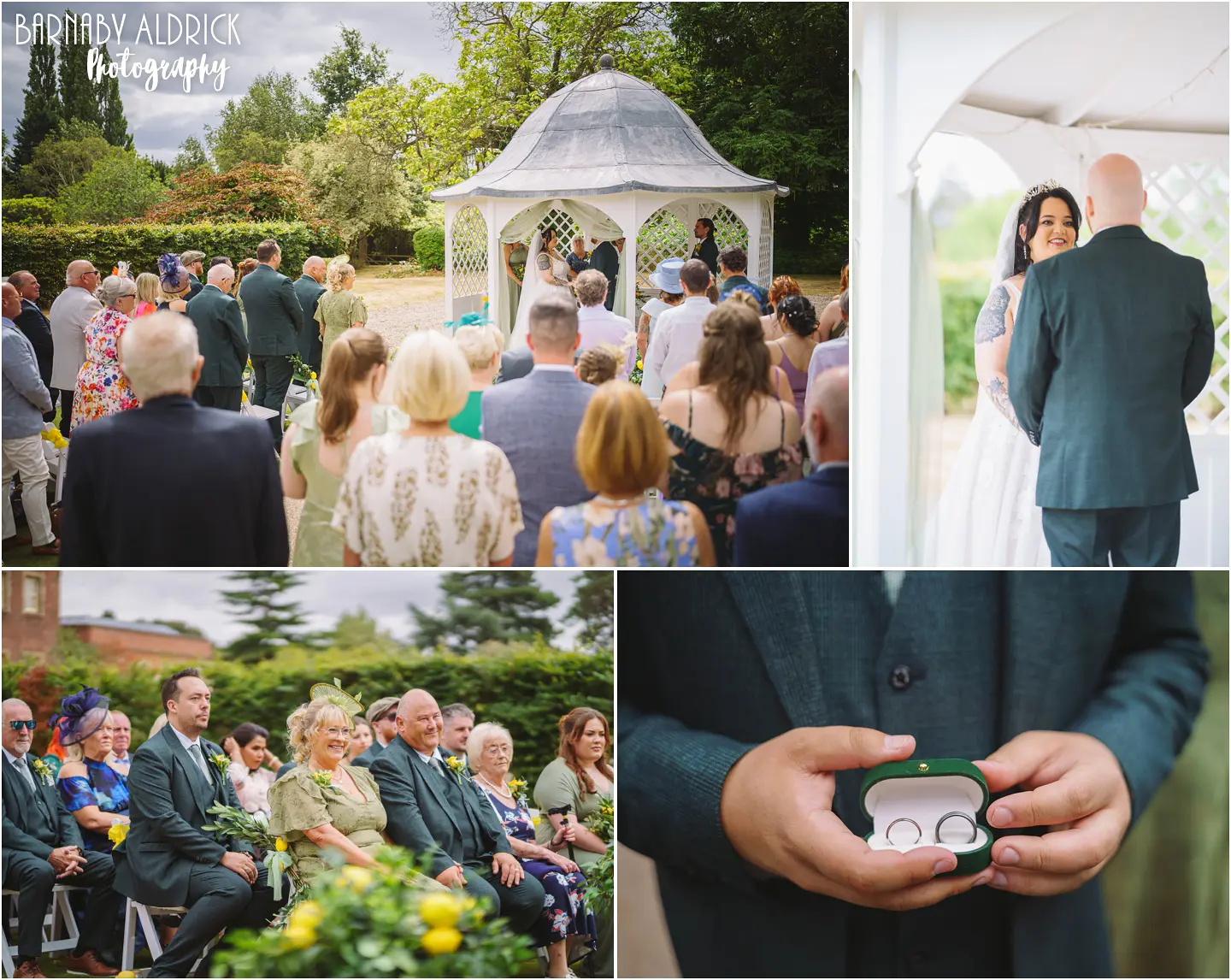 Hodsock Priory Nottinghamshire gazebo ceremony on the lawn