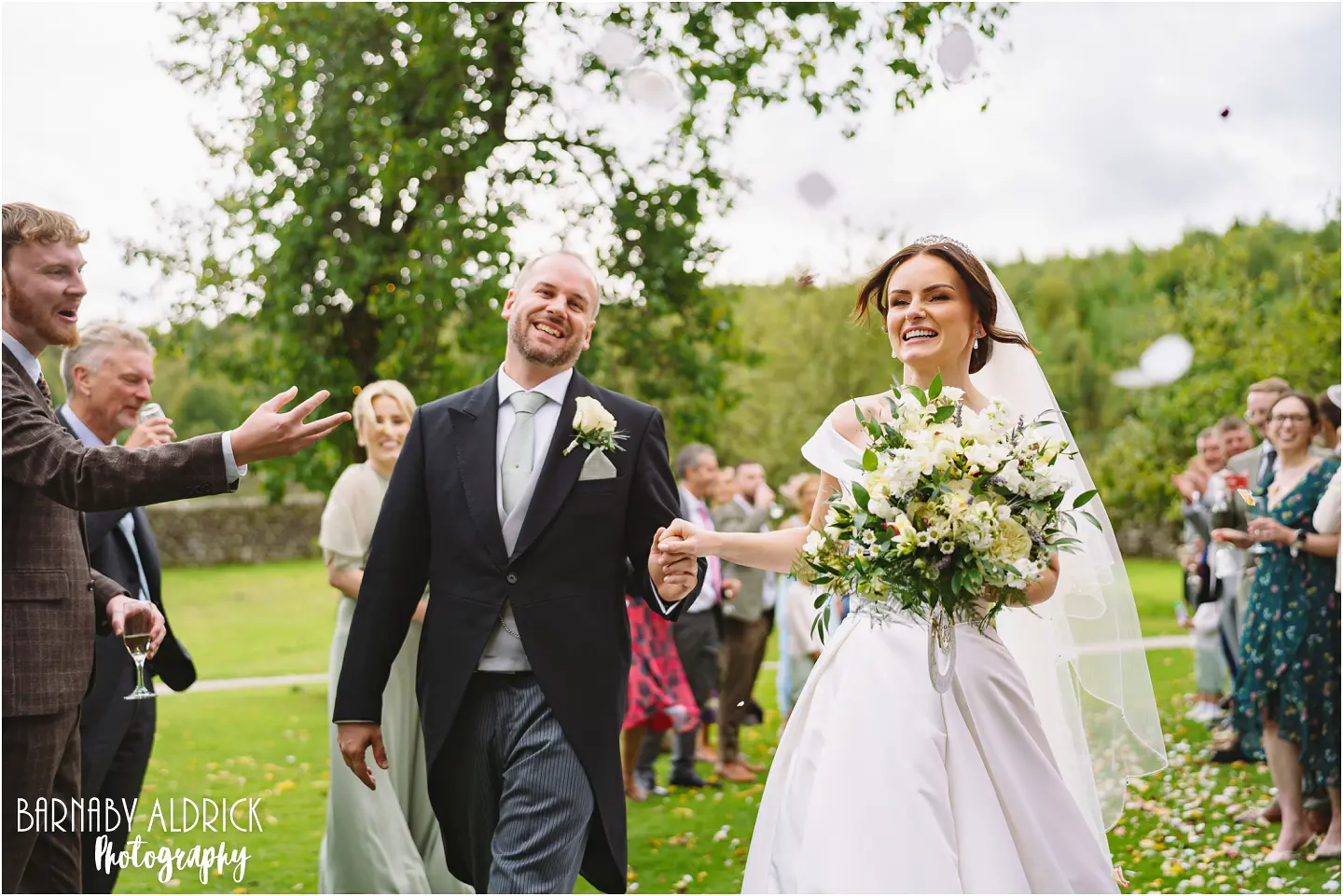 Wedding confetti at the Priests House in the Yorkshire Dales