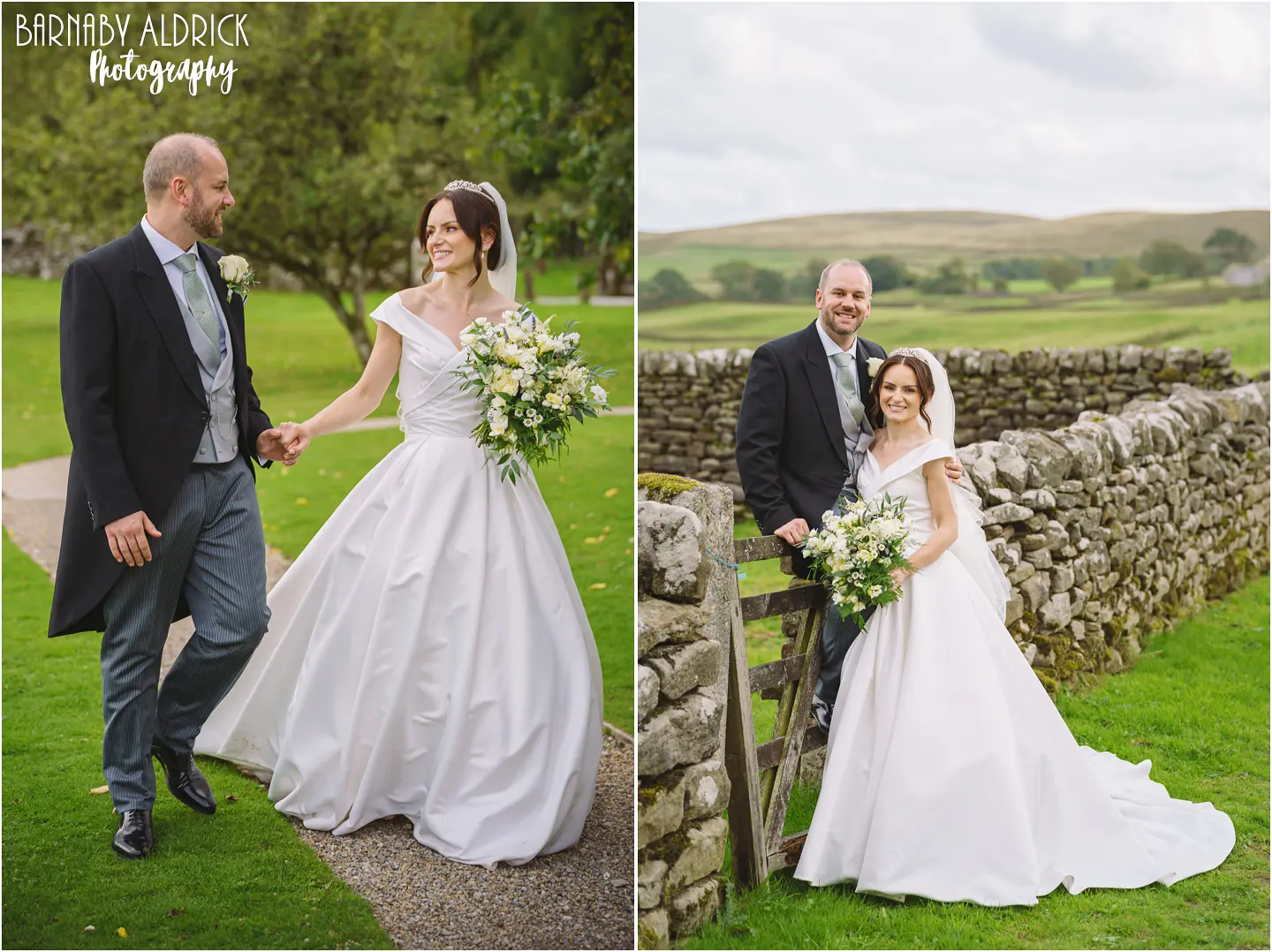 Wedding couple newlywed photos at the Priests House in the Yorkshire Dales