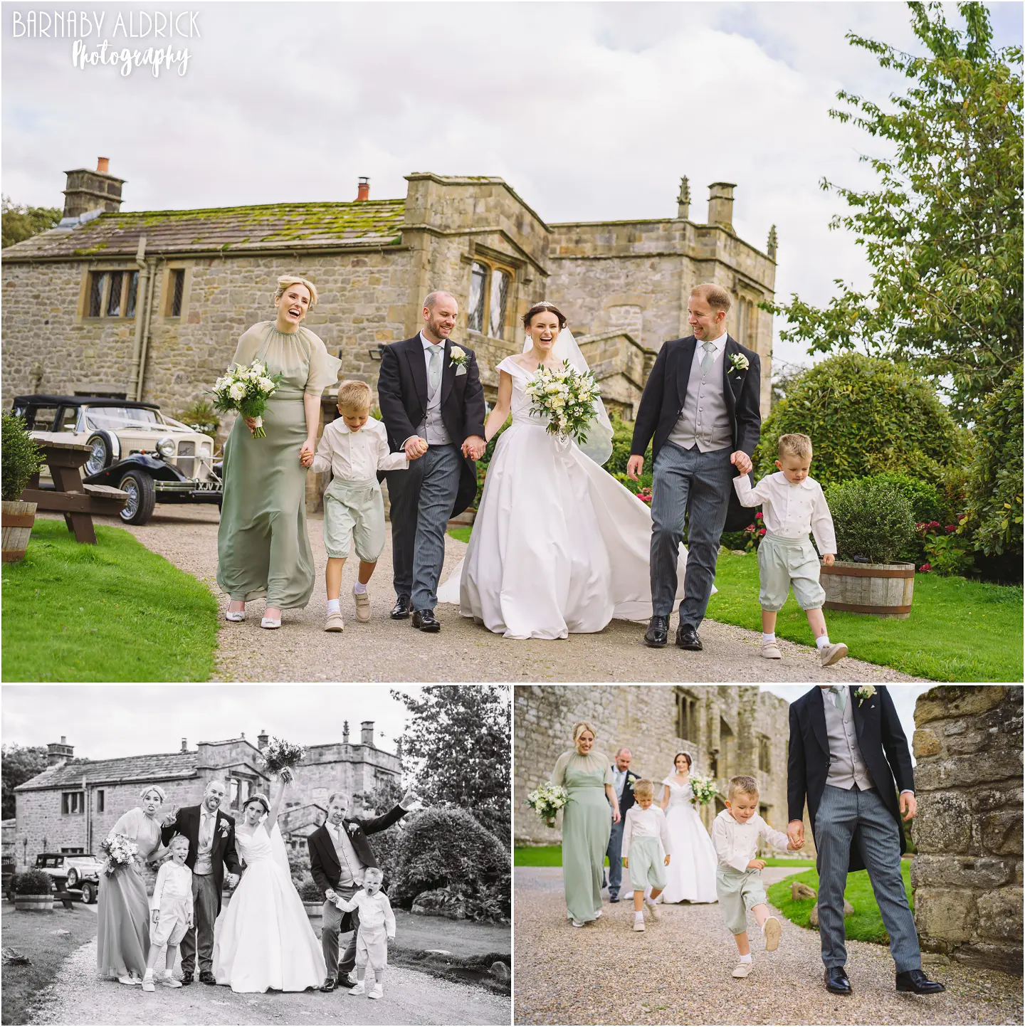 Fun wedding party photos at the Priests House in the Yorkshire Dales