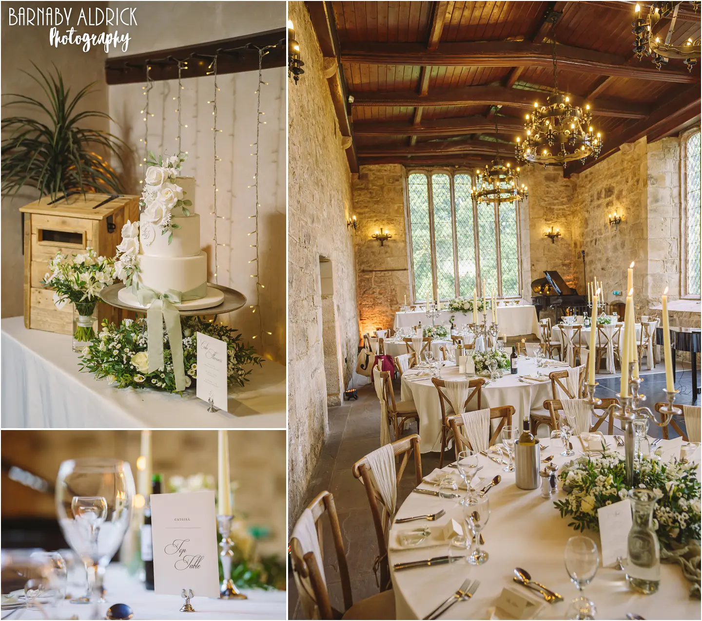 Wedding breakfast in the chapel at the Priests House in the Yorkshire Dales