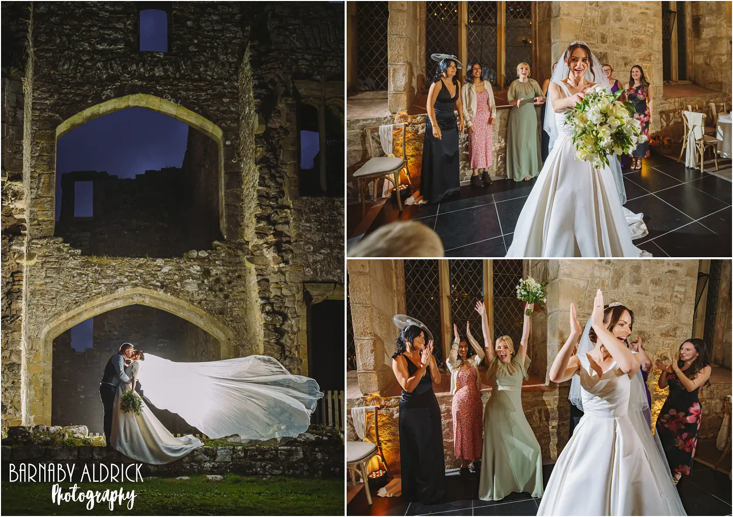 Tossing the bouquet at the Priests House in the Yorkshire Dales