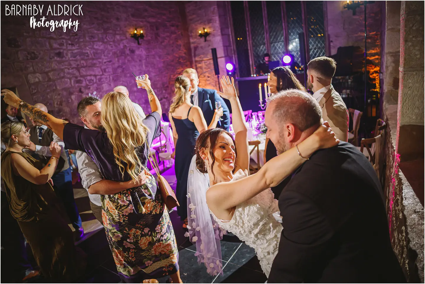 Bride and groom dancefloor fun wedding photos at the Priests House in the Yorkshire Dales