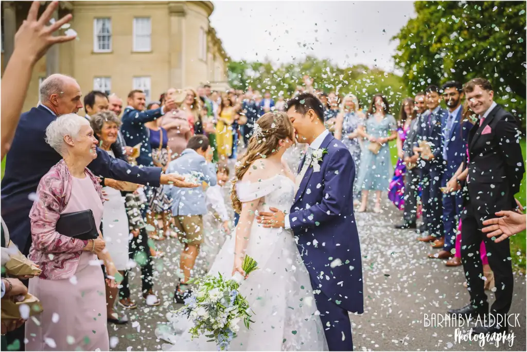 Wedding confetti photo at the Mansion in Roundhay Park Leeds