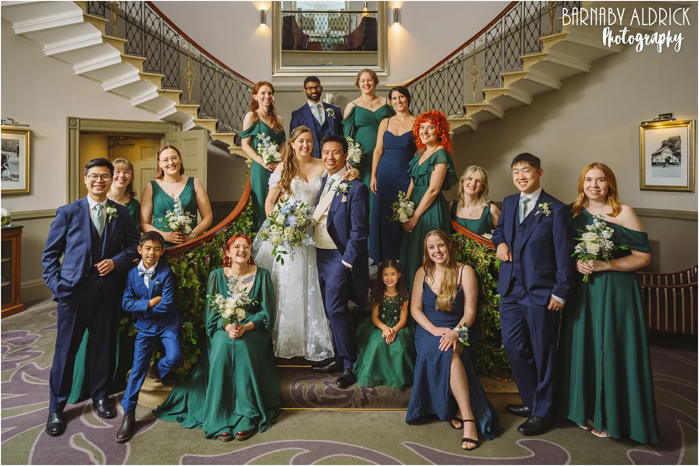 Cool wedding party photo at the Mansion in Roundhay Park Leeds