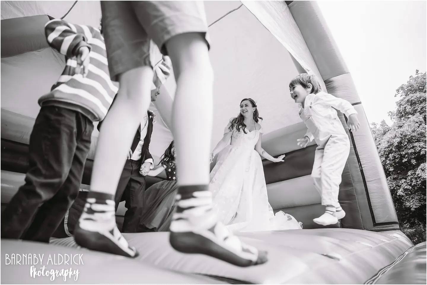 Wedding bouncy castle at the mansion in Leeds