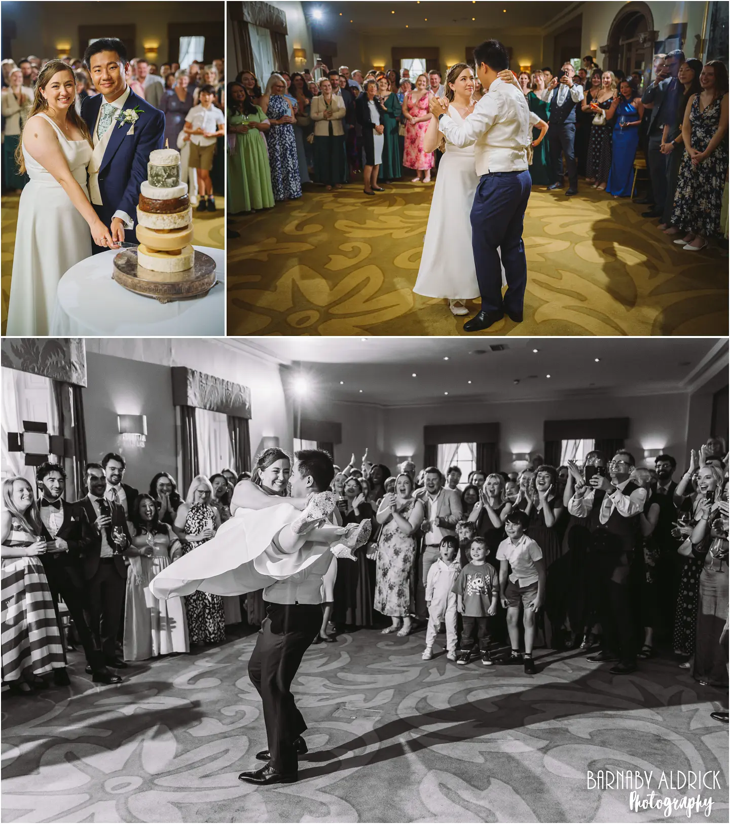 First dance and cake cutting at at the mansion in Roundhay Park in Leeds Yorkshire