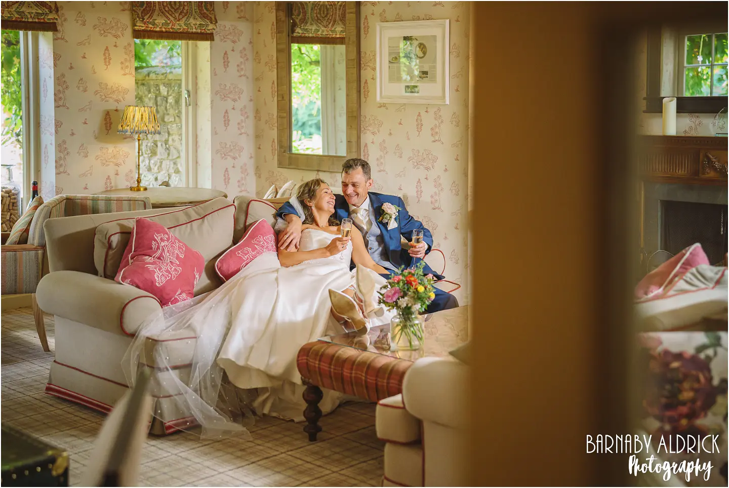 Relaxed wedding couple photos at the Pheasant in Harome