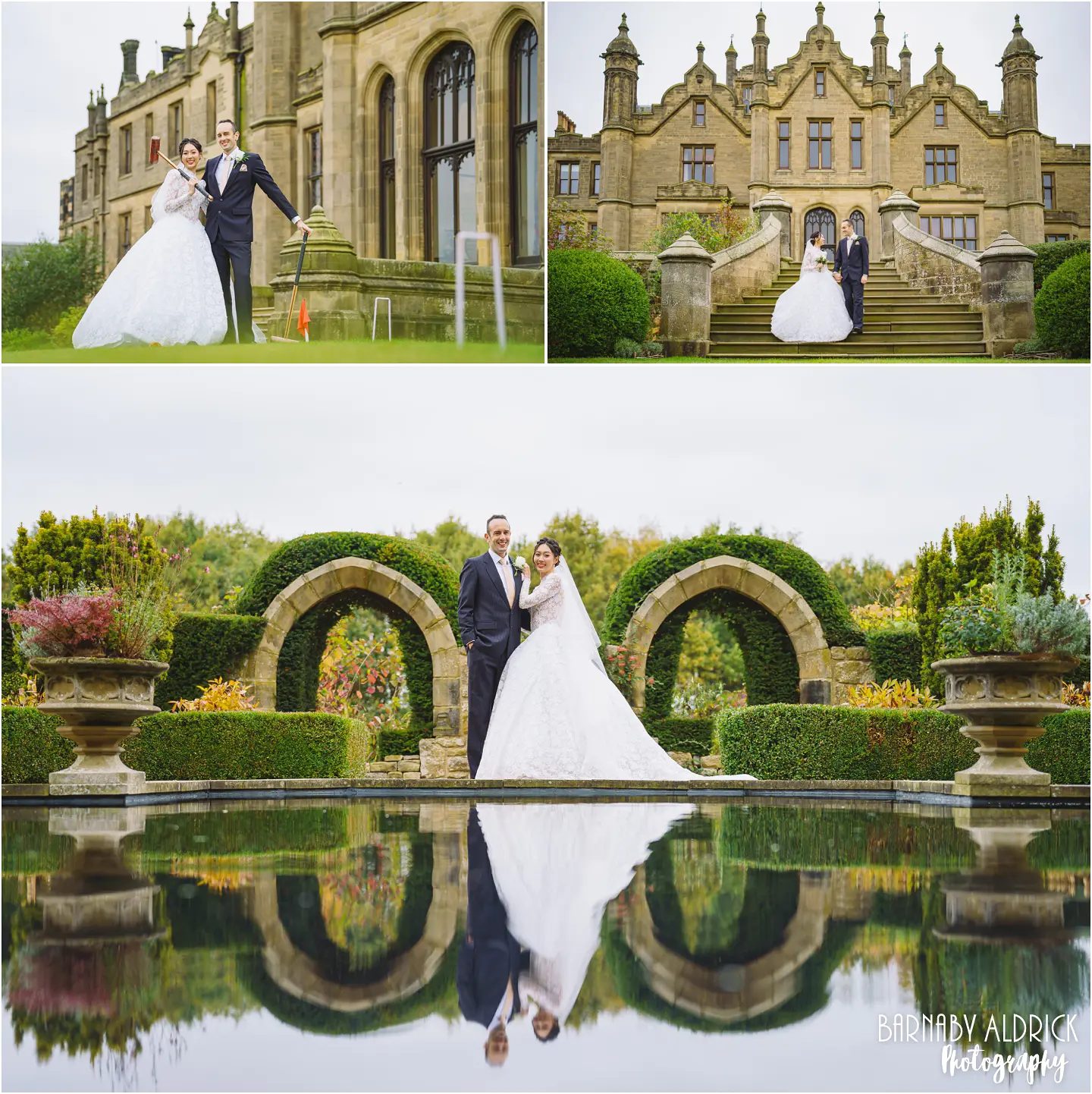 Wedding photography around the grounds of Allerton Castle in Yorkshire